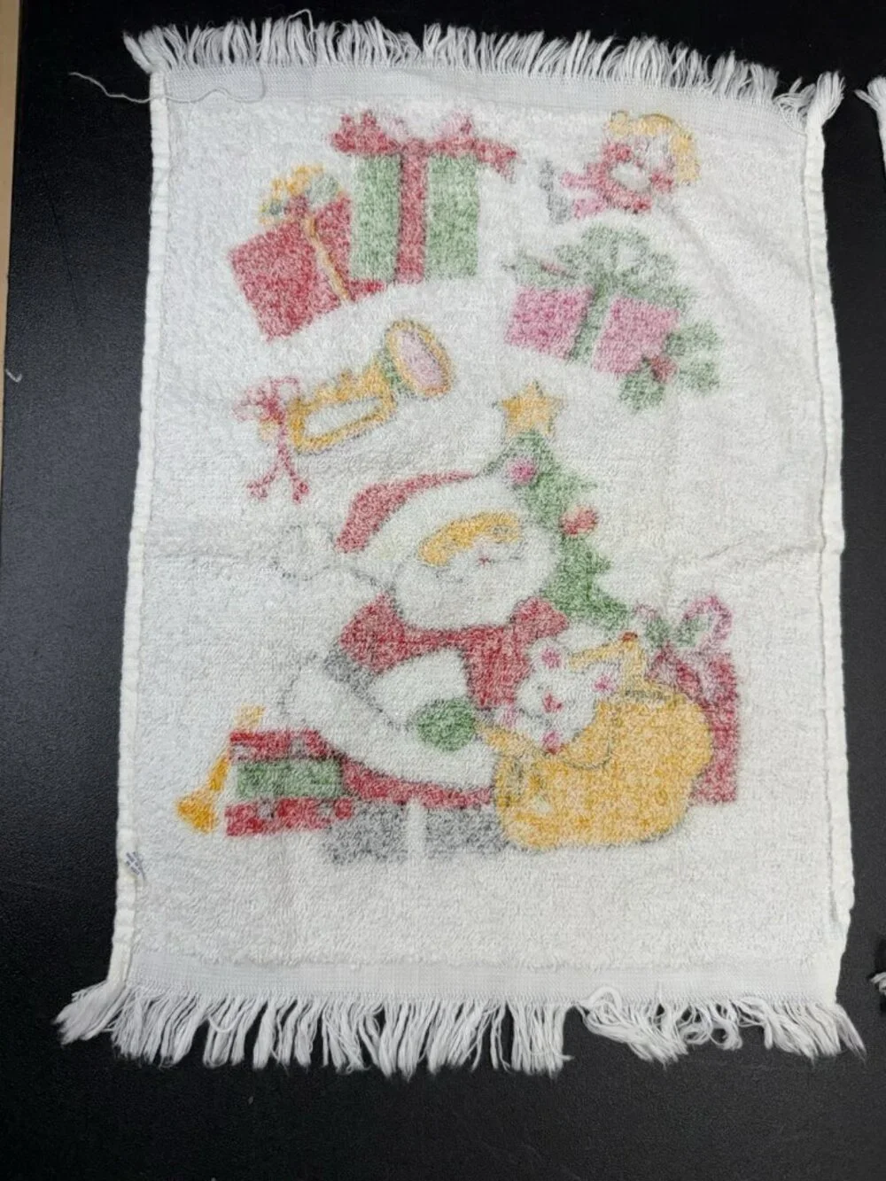 Vintage Retro MCM Christmas Santa Terry Dish Kitchen Tea Hand Towel Lot Of 2